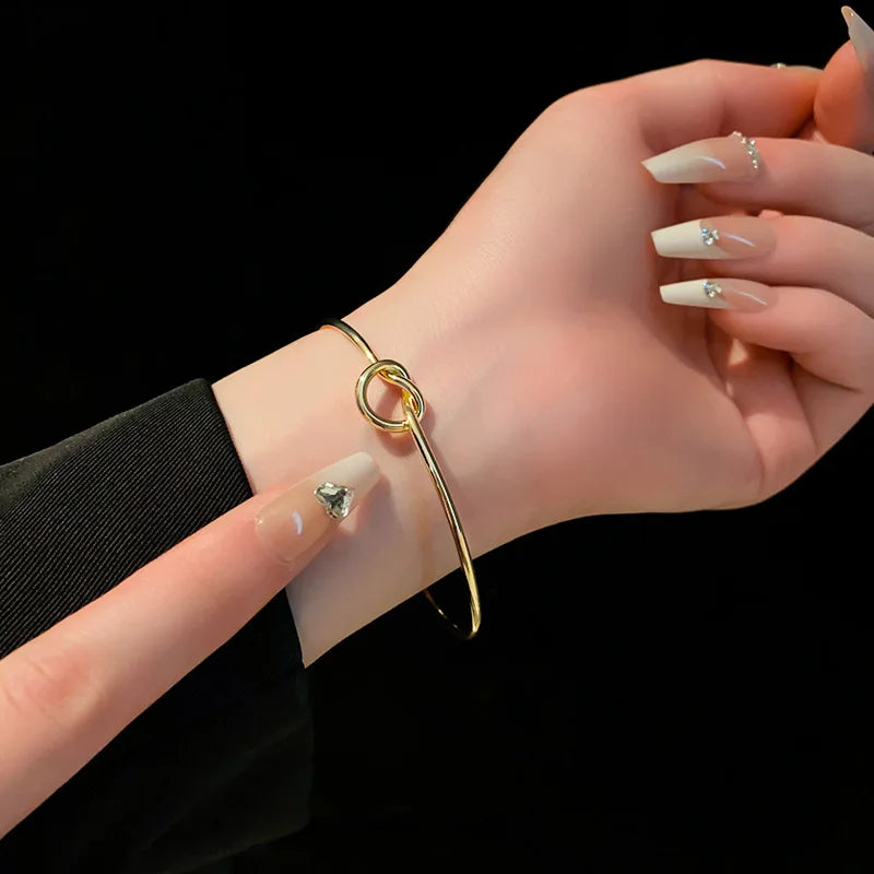 Twisted Rope Cuff Bracelet | Woven Stainless Steel Bangle | Gold & Silver