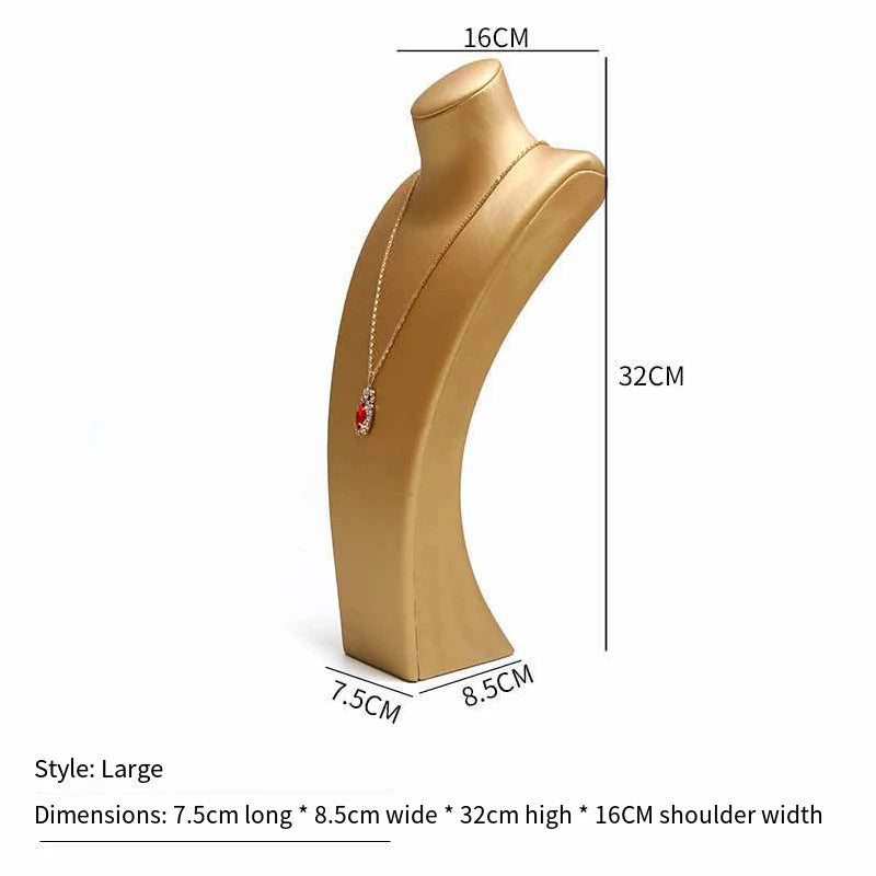 Luxe Portrait Jewelry Display Bust – PU Leather Necklace Stand