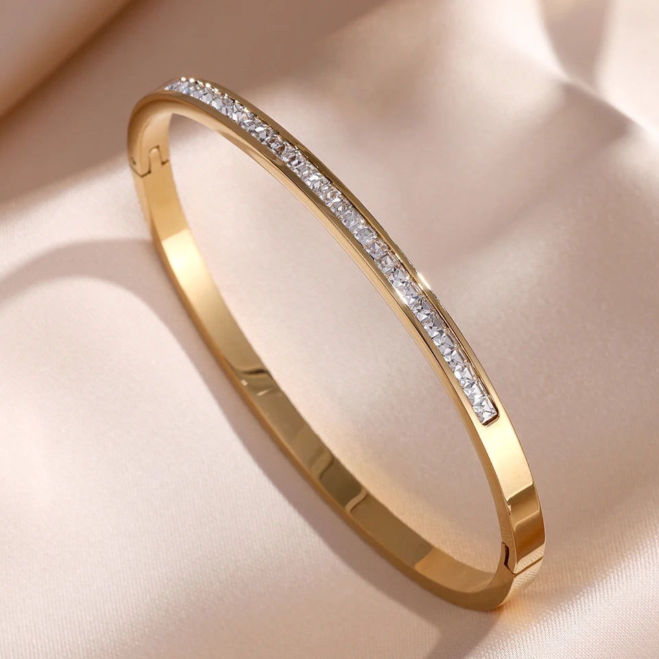 SparkLuxe Zircon Bracelet – Stainless Steel