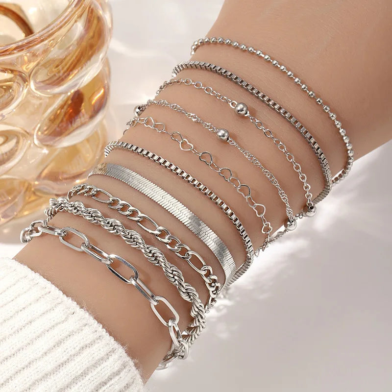 Golden Layers Boho Bracelet Set (10 Pieces)