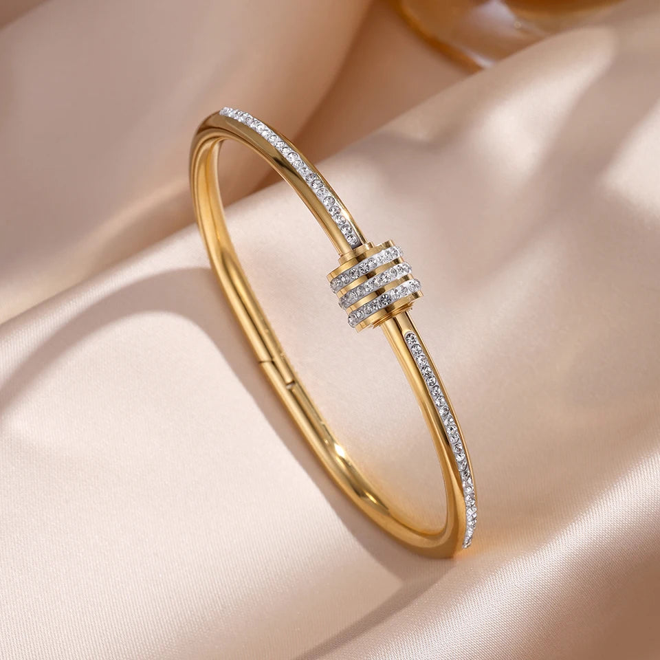 SparkLuxe Zircon Bracelet – Stainless Steel