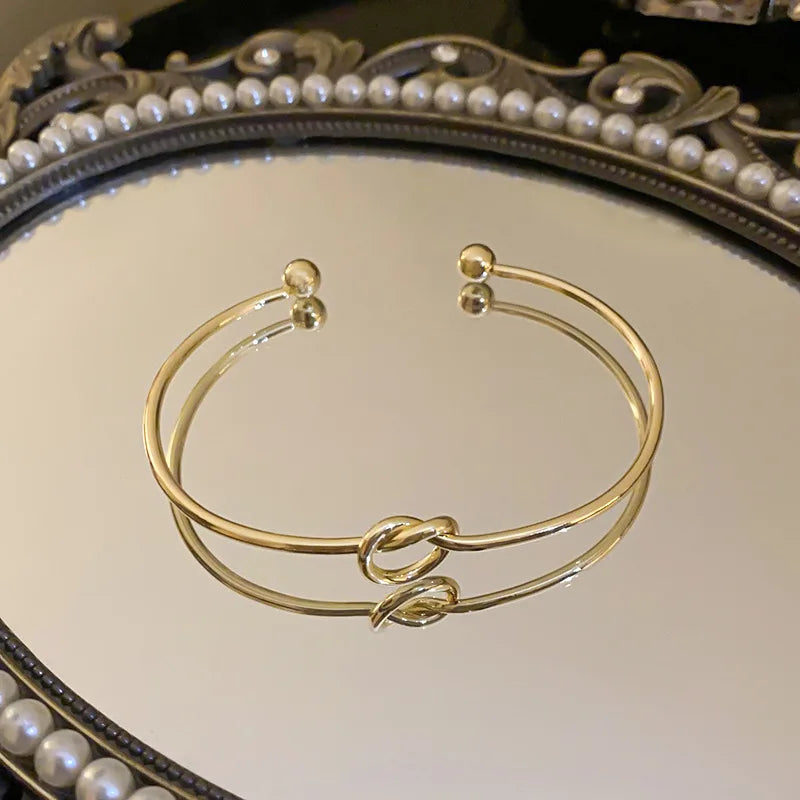 Twisted Rope Cuff Bracelet | Woven Stainless Steel Bangle | Gold & Silver