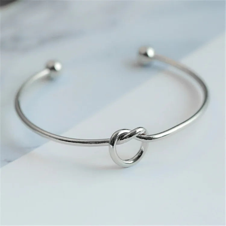 Twisted Rope Cuff Bracelet | Woven Stainless Steel Bangle | Gold & Silver