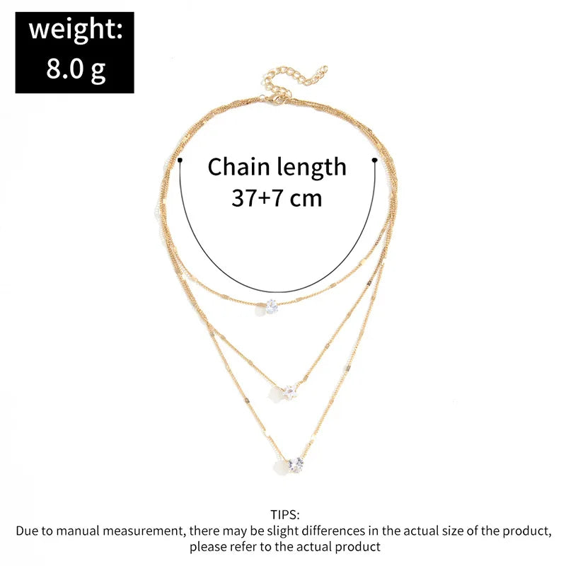 Celestial Spark Layered Necklace – Zircon Heart Pendant Choker