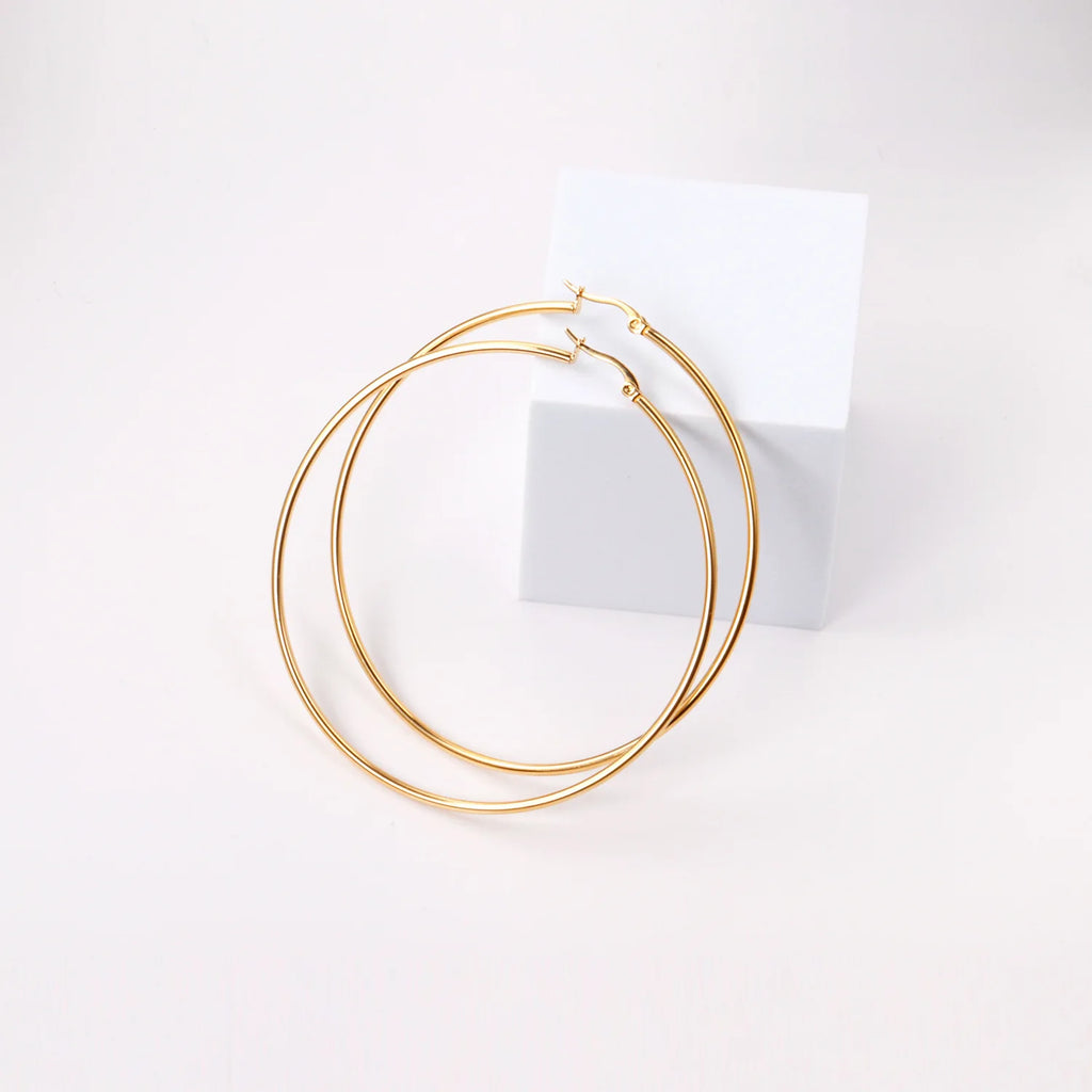 Luxe Circle Stainless Steel Hoop Earrings – Gold, Pink & Rose Gold