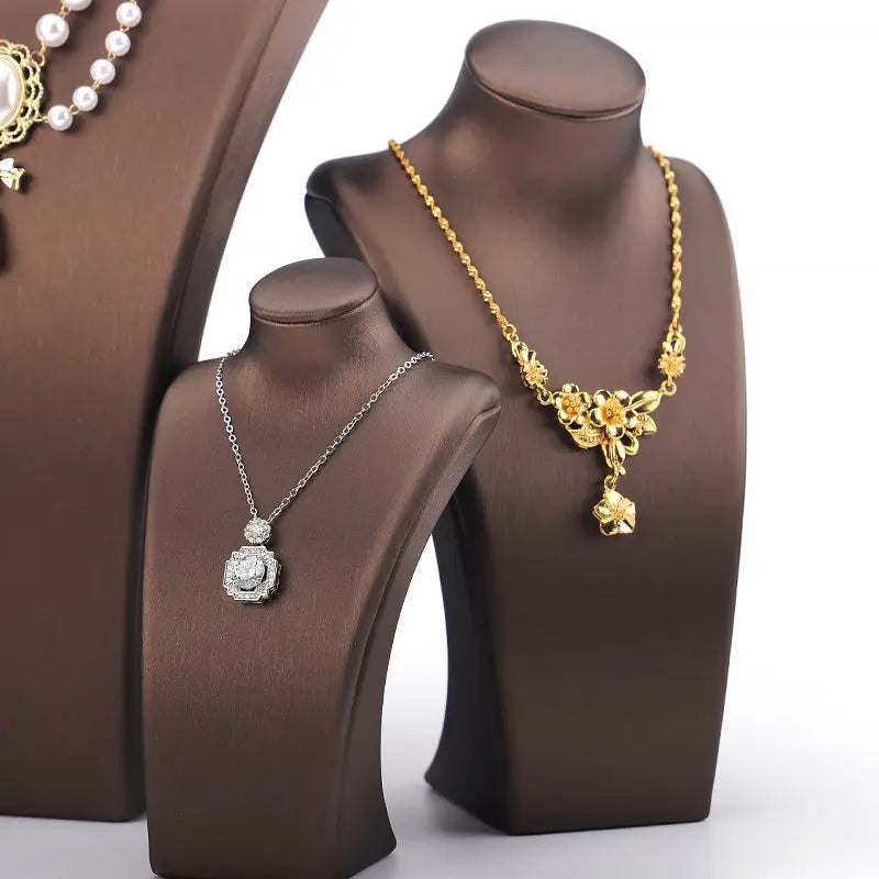 Luxe Portrait Jewelry Display Bust – PU Leather Necklace Stand