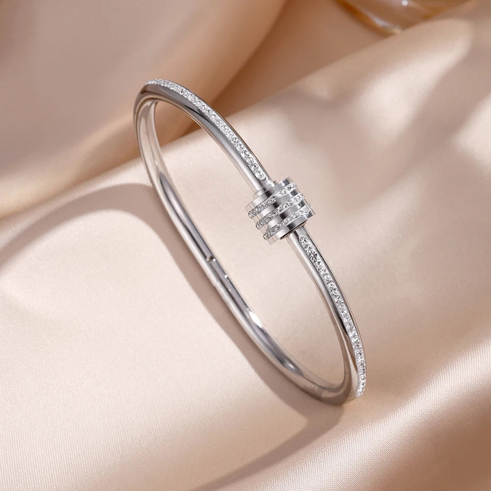 SparkLuxe Zircon Bracelet – Stainless Steel