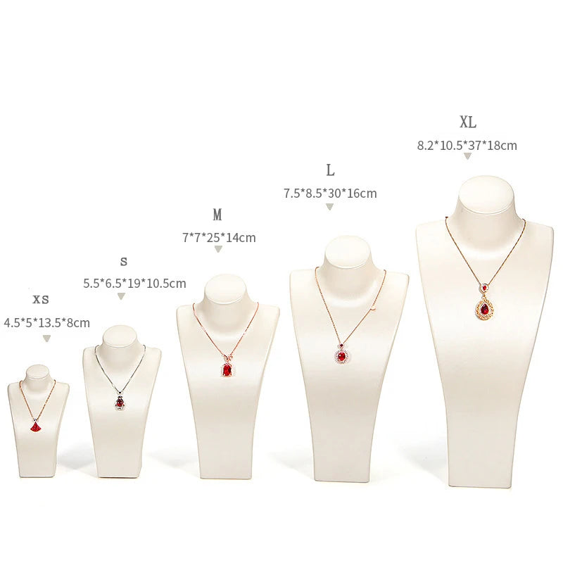 Luxe Portrait Jewelry Display Bust – PU Leather Necklace Stand