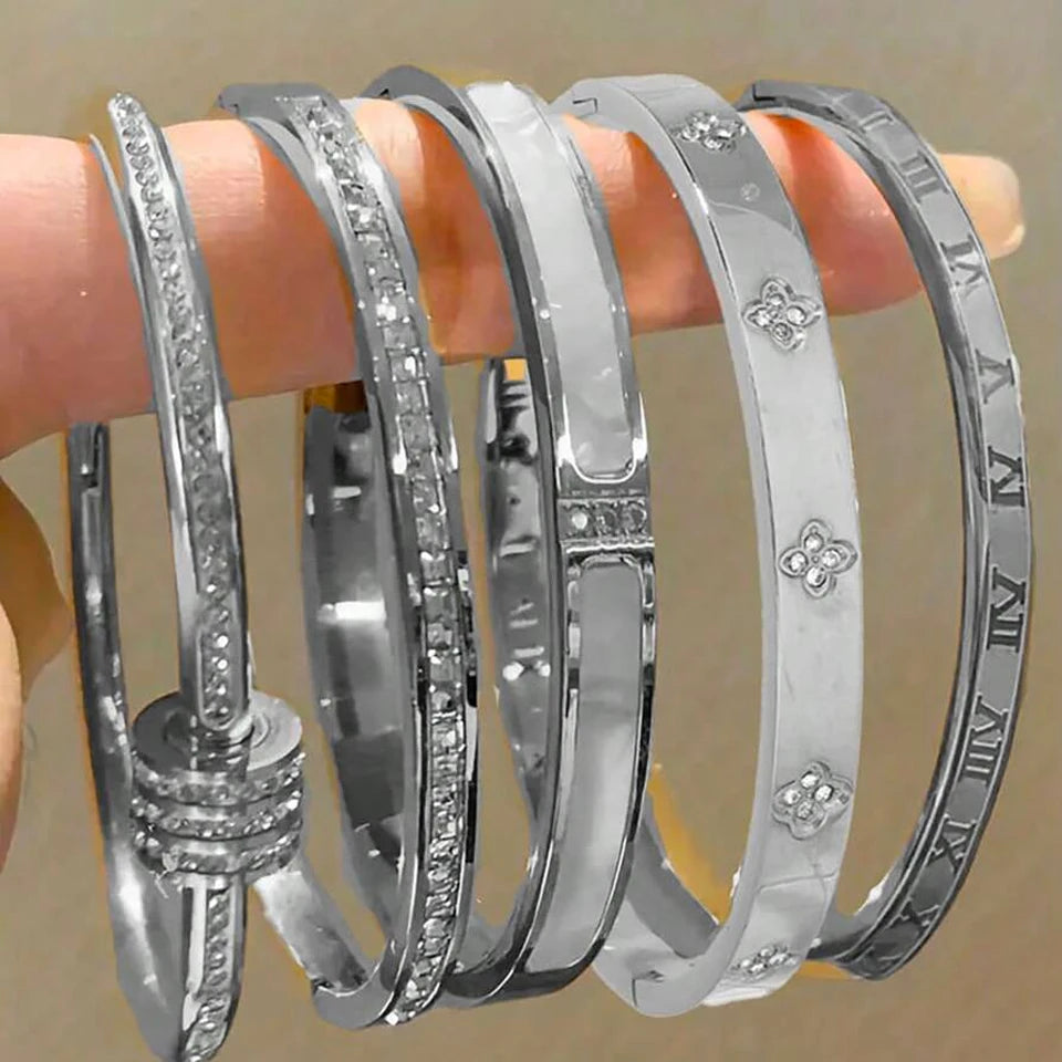SparkLuxe Zircon Bracelet – Stainless Steel