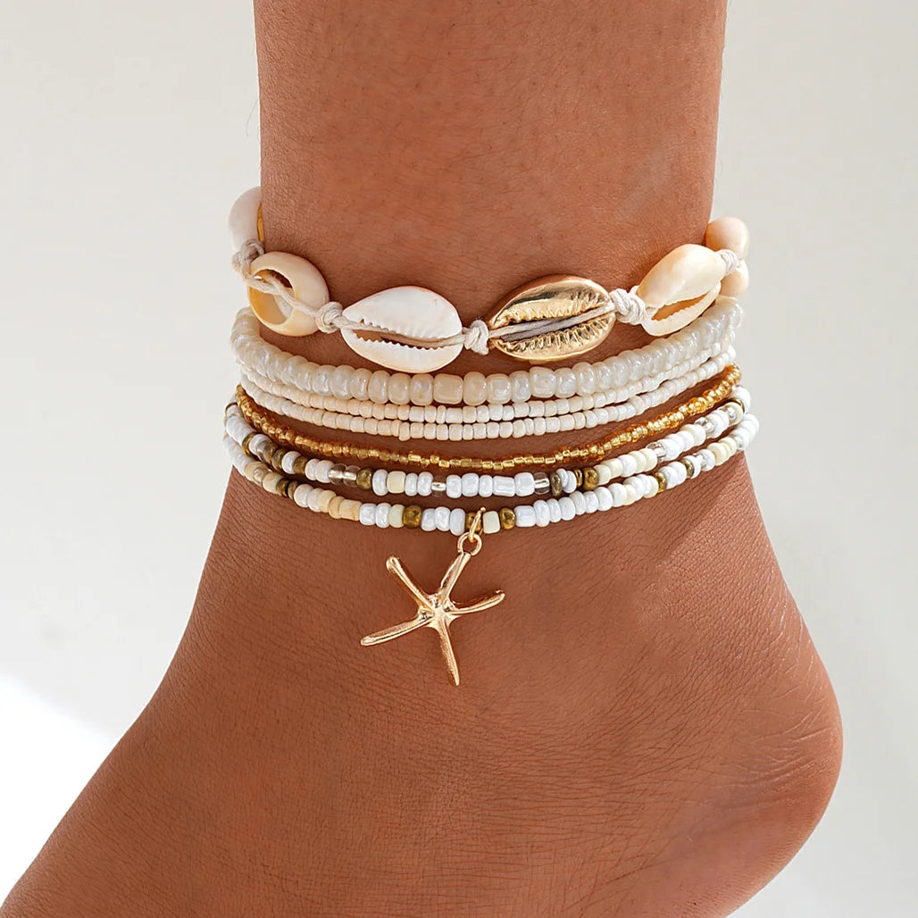 Boho Charm Anklet Set (5 Pieces)