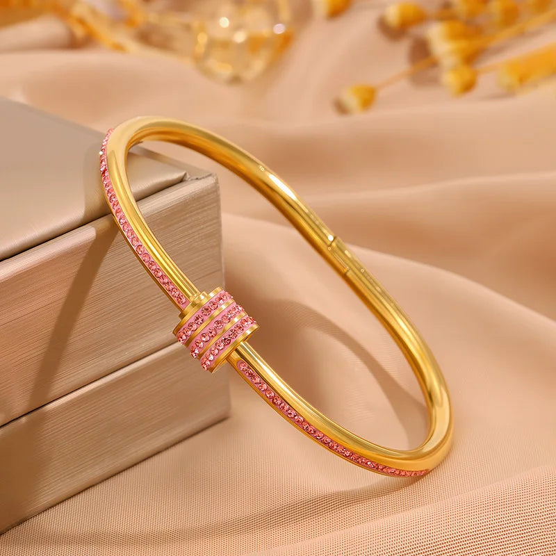 SparkLuxe Zircon Bracelet – Stainless Steel