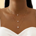 Celestial Spark Layered Necklace – Zircon Heart Pendant Choker