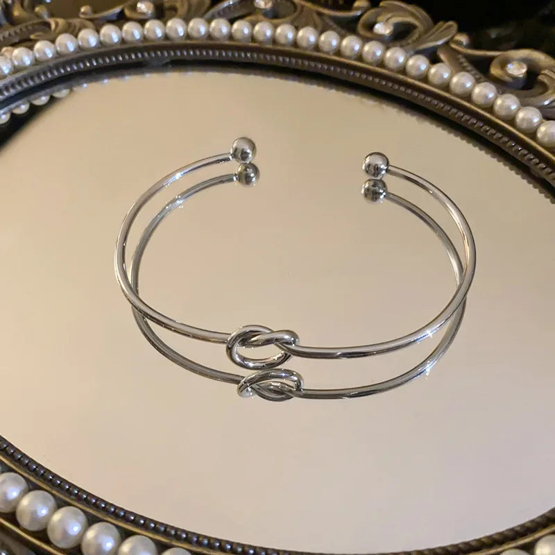Twisted Rope Cuff Bracelet | Woven Stainless Steel Bangle | Gold & Silver